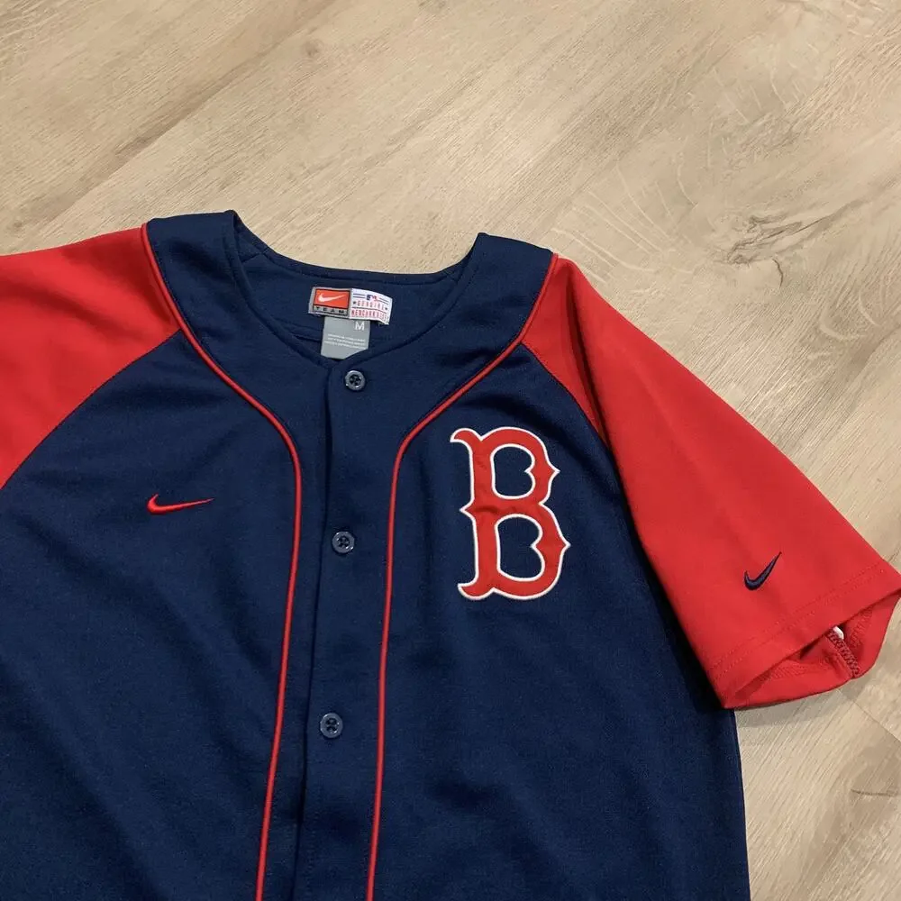 Vintage Y2K Nike Team MLB Boston Red Sox Navy Blue Jersey Youth Boys Medium M
